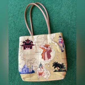 Asian Purse featuring the continent w/ countries of Asia in a map like pattern.